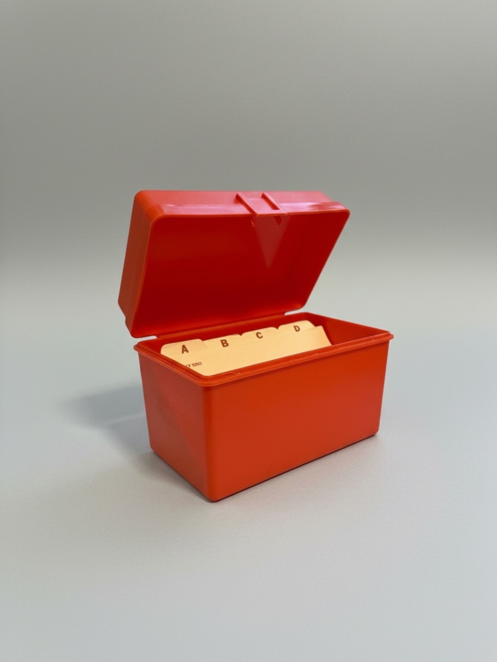 Vintage 70’s Evco Plastic Index Card Box In Orange